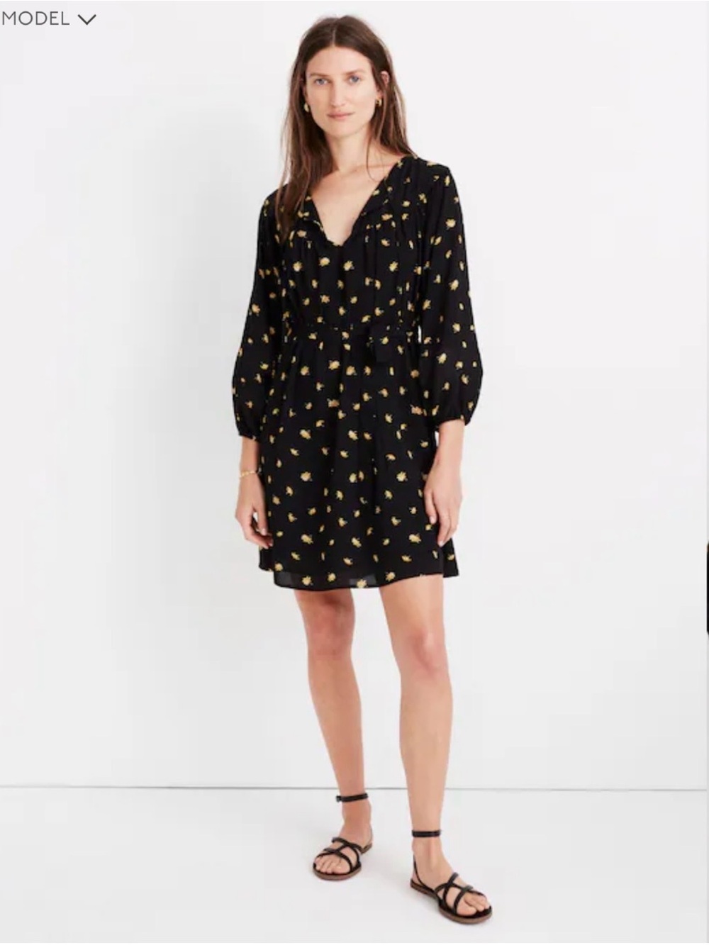 Madewell Tie-Waist Mini Dress in French Daisies
